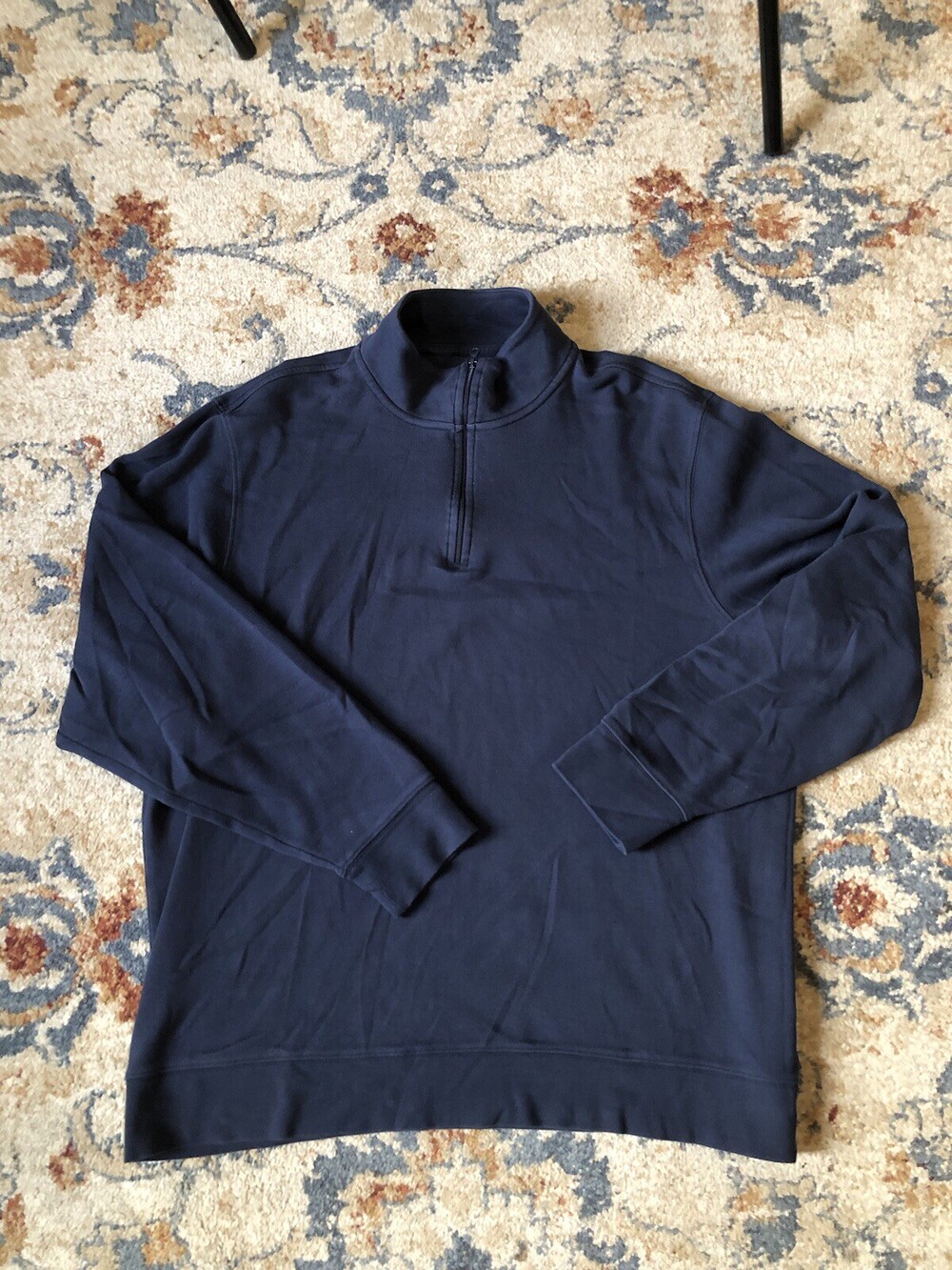 Vineyard Vines Men's XL 1/4 Zip Knit Mock Sweater Blue Pima Cotton